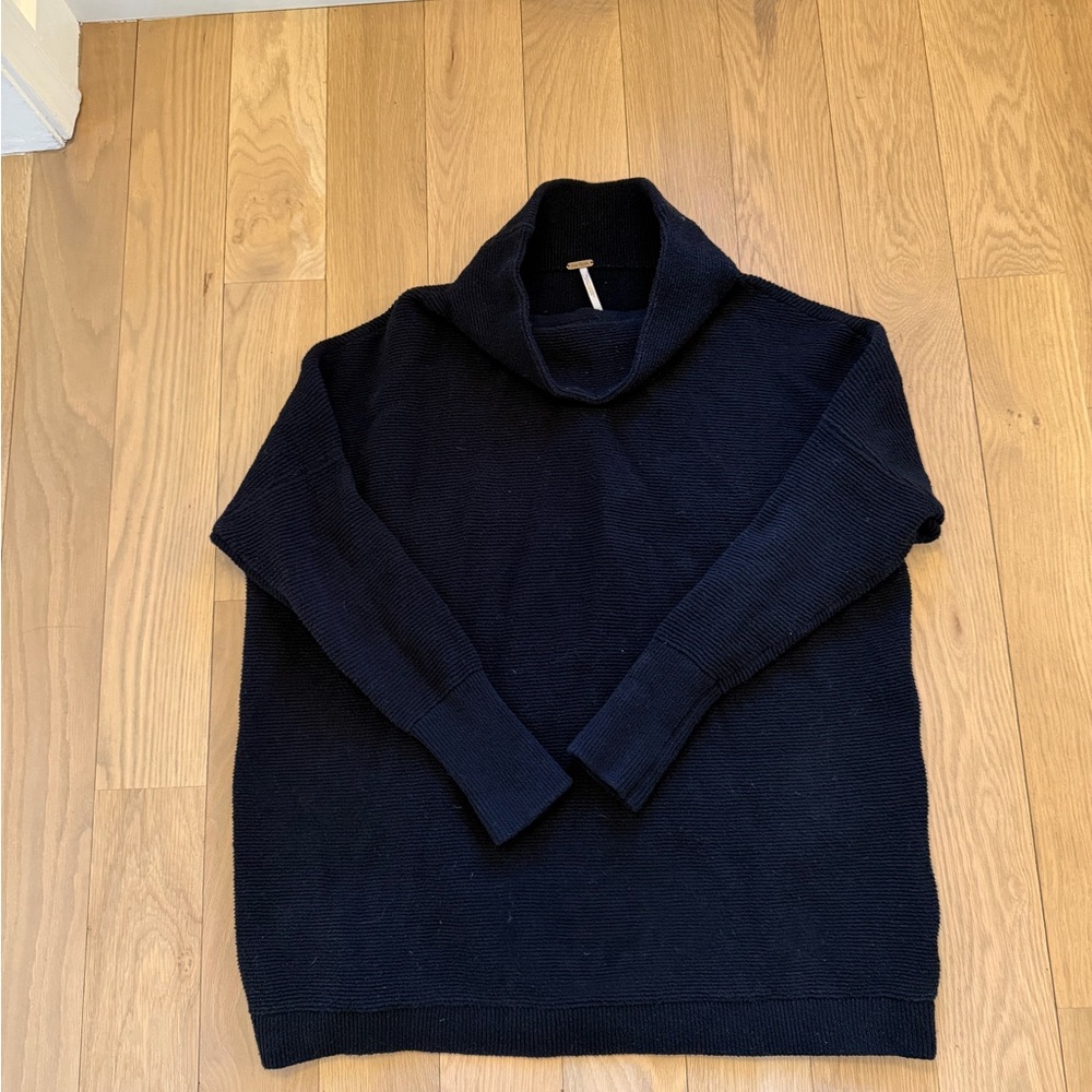 Free People Black Cowl Neck Sweater